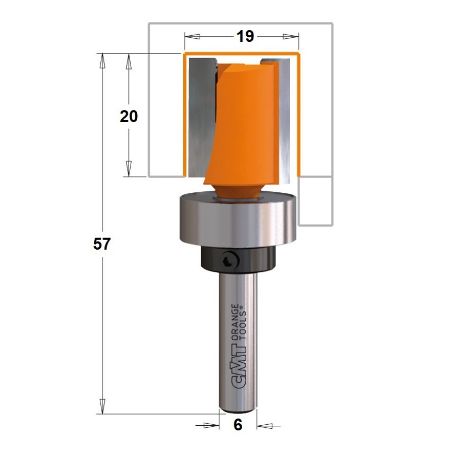 Fresa Corte Reto HW Ø19x57mm - marca CMT - Cód. 711.190.11B